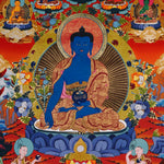 blue medicine buddha himalayan thangka painting
