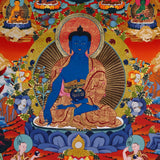 blue medicine buddha himalayan thangka painting