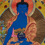 blue medicine buddha himalayan thangka painting