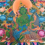 Green Tara Thangka Painting - Handpainted Art