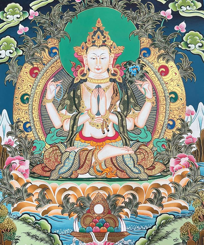 Chengrezi Thangka Painting – Kannon Authentic Tibetan Art 