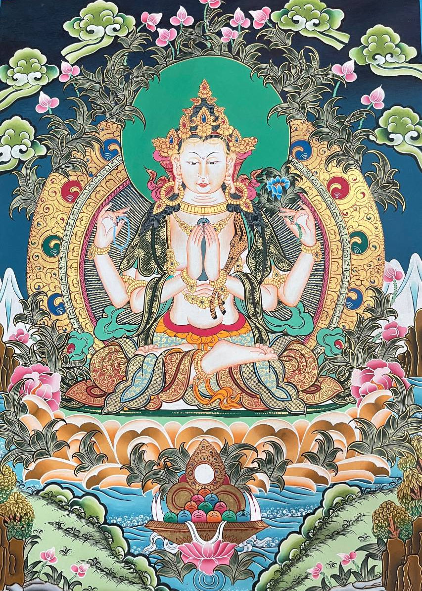 Chengrezi Thangka Painting – Kannon Authentic Tibetan Art 