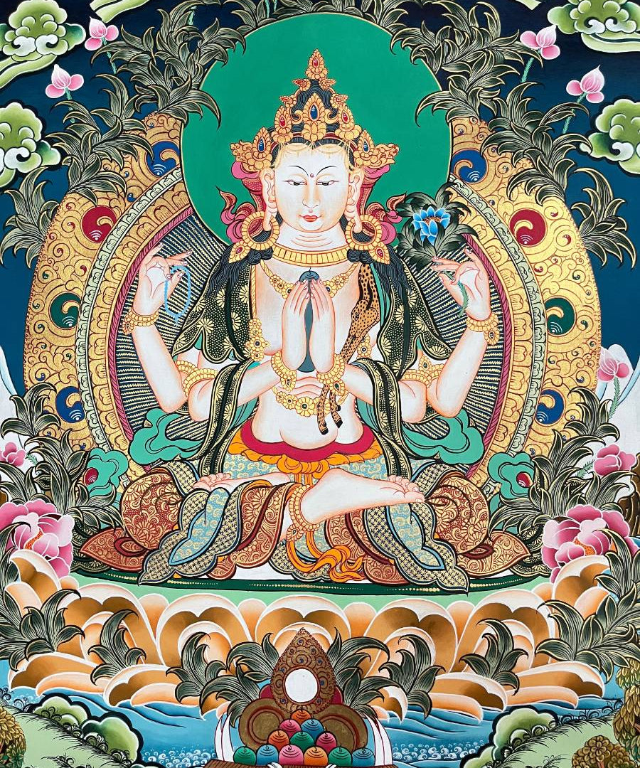 Chengrezi Thangka Painting – Kannon Authentic Tibetan Art 