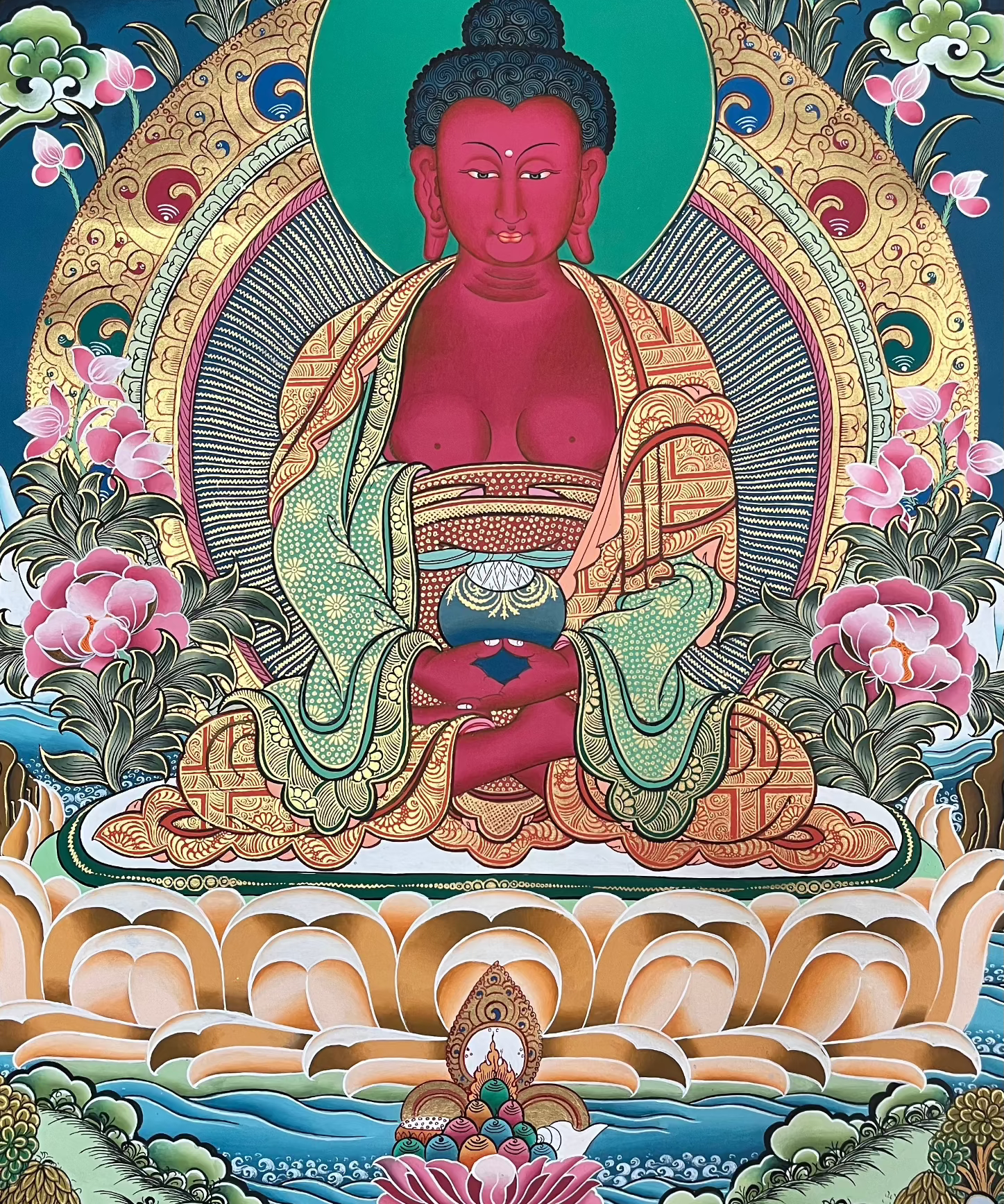Amitabha Buddha Thangka  - Buddhist Painting