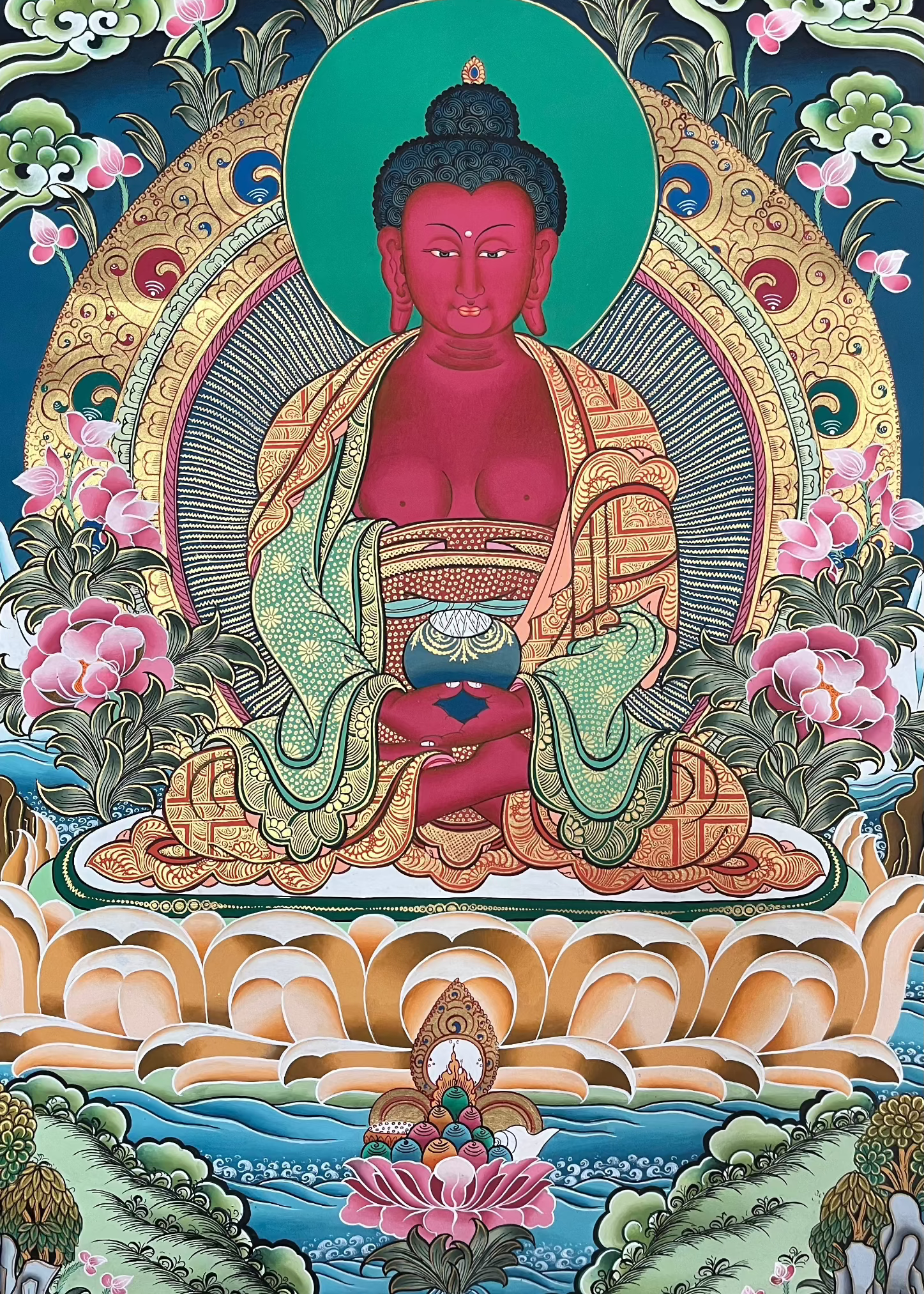 Amitabha Buddha Thangka  - Buddhist Painting