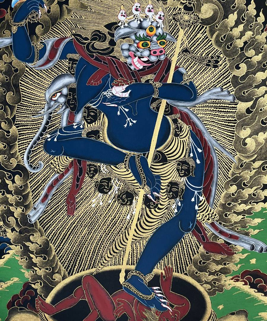 Lion face Thangka - Tibetan Painting