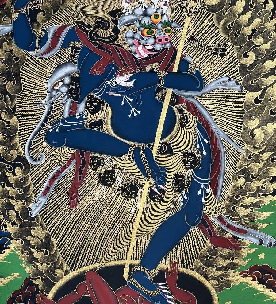 Lion face Thangka - Tibetan Painting