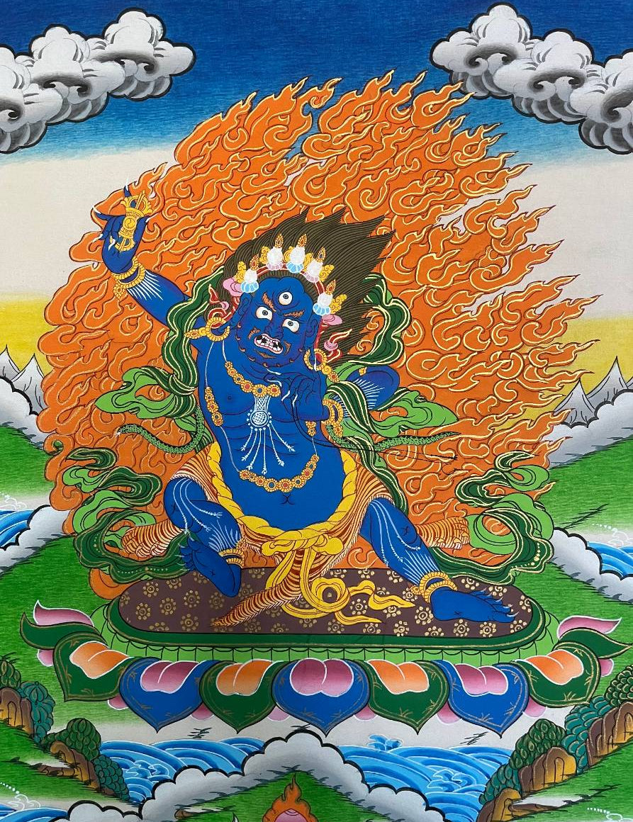 Vajrapani Thangka Painting - Wrathful deity.
