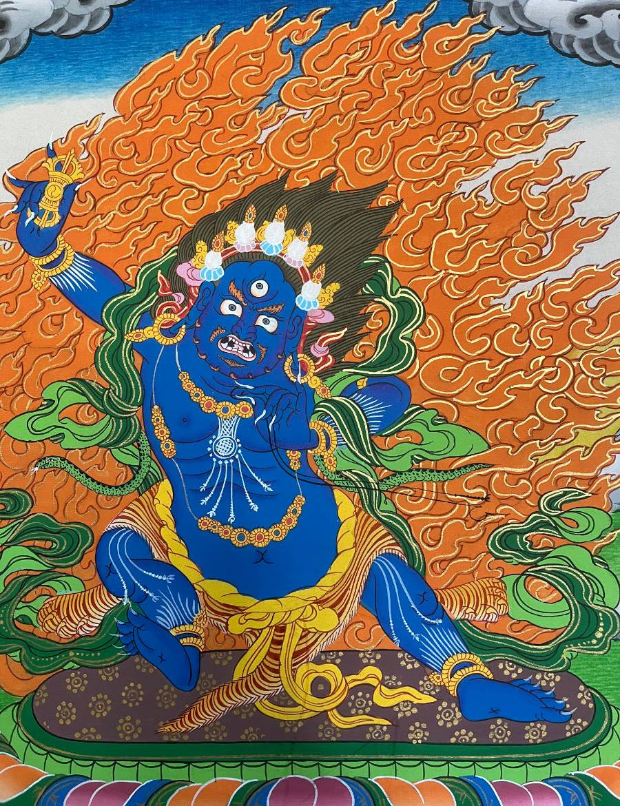 Vajrapani Thangka Painting - Wrathful deity.