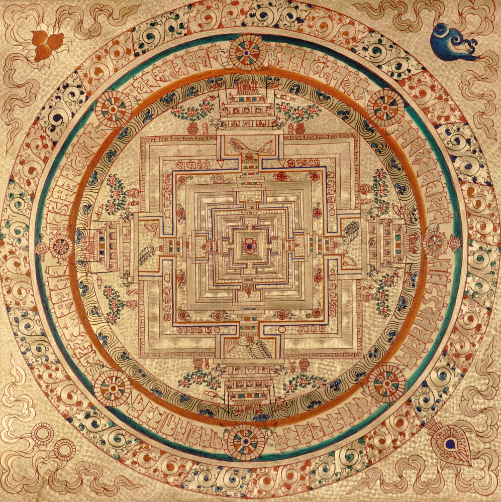 Kalachakra mandala thangka painting Tibetan wheel of time sacred geometry artwork