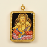 Yellow Zambala wealth deity thangka traditional Himalayan art