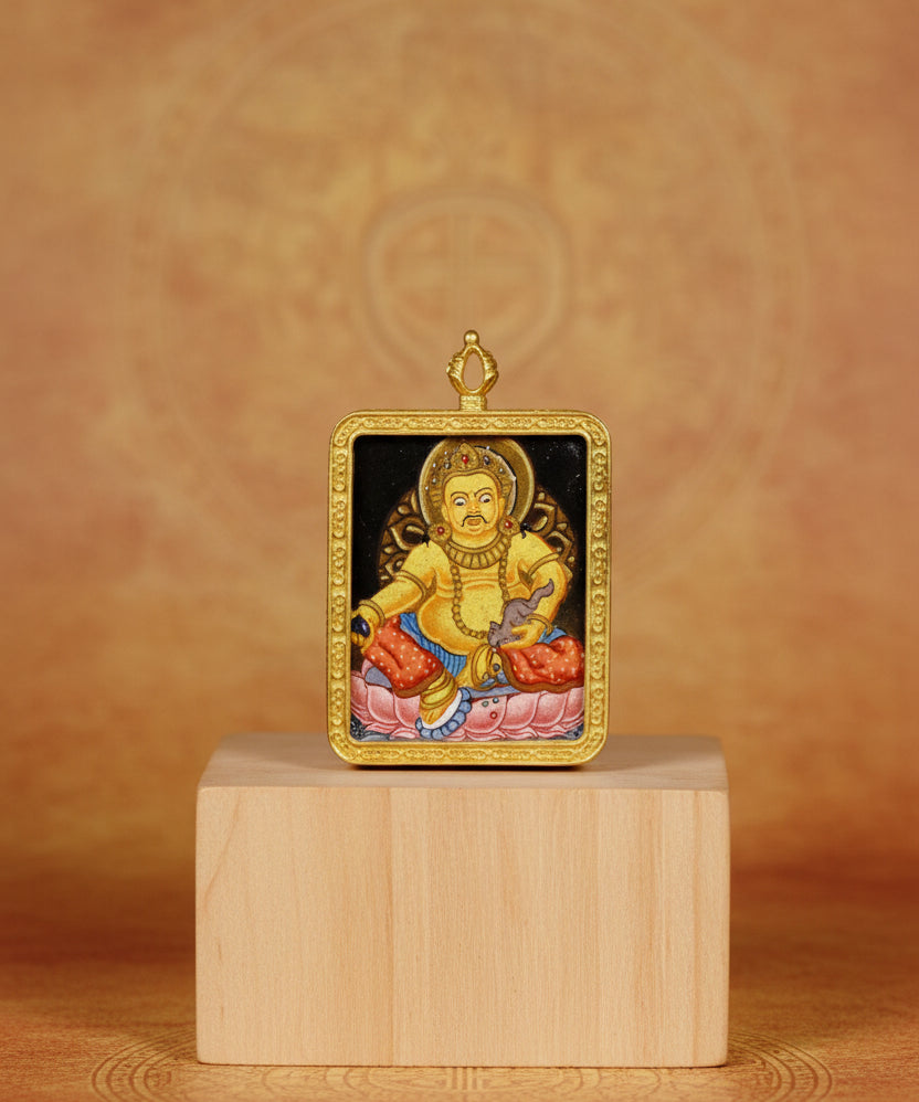 Yellow Zambala wealth deity thangka traditional Himalayan art