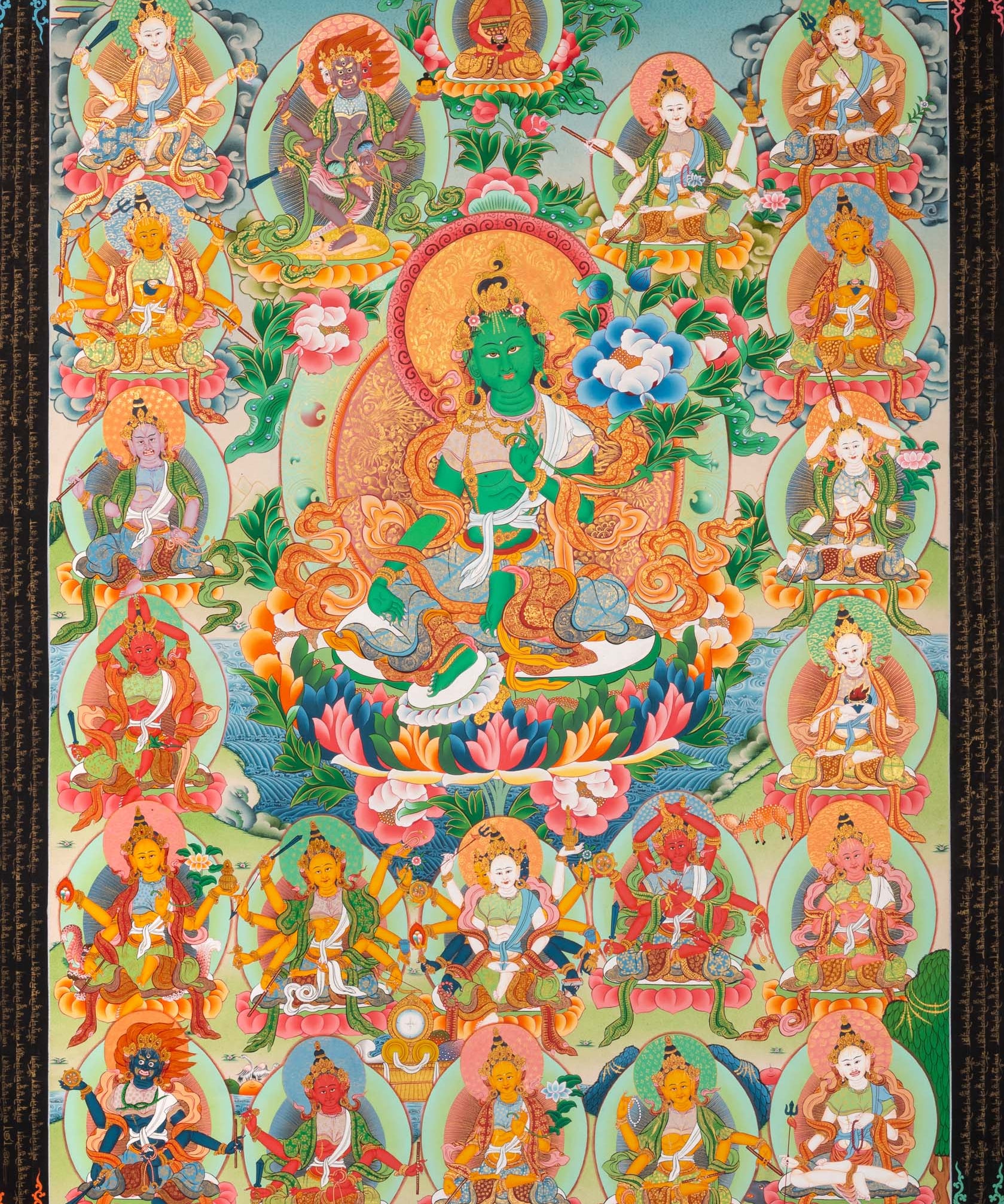 Green Tara Thangka - Sacred Tibetan Painting