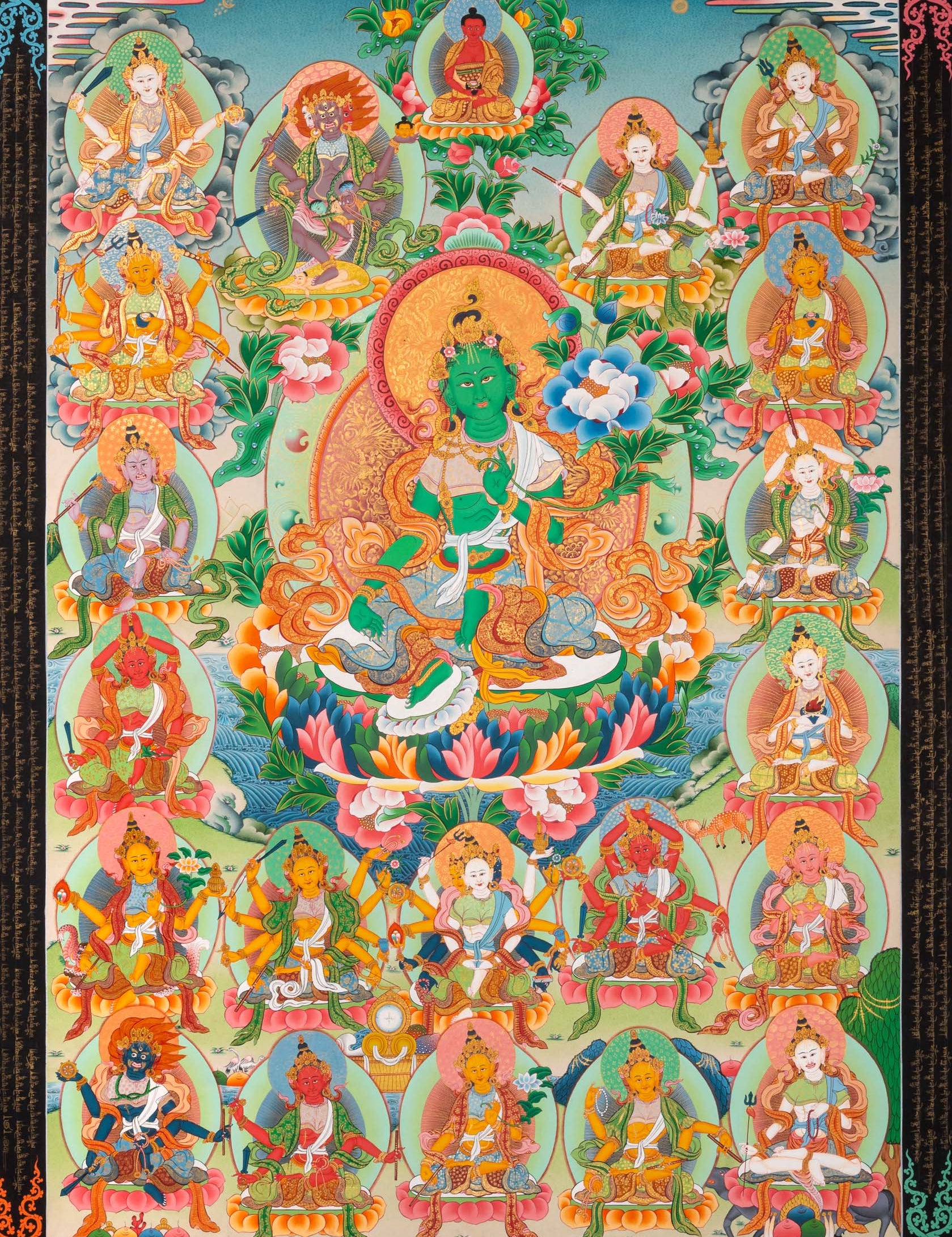 Green Tara Thangka - Sacred Tibetan Painting