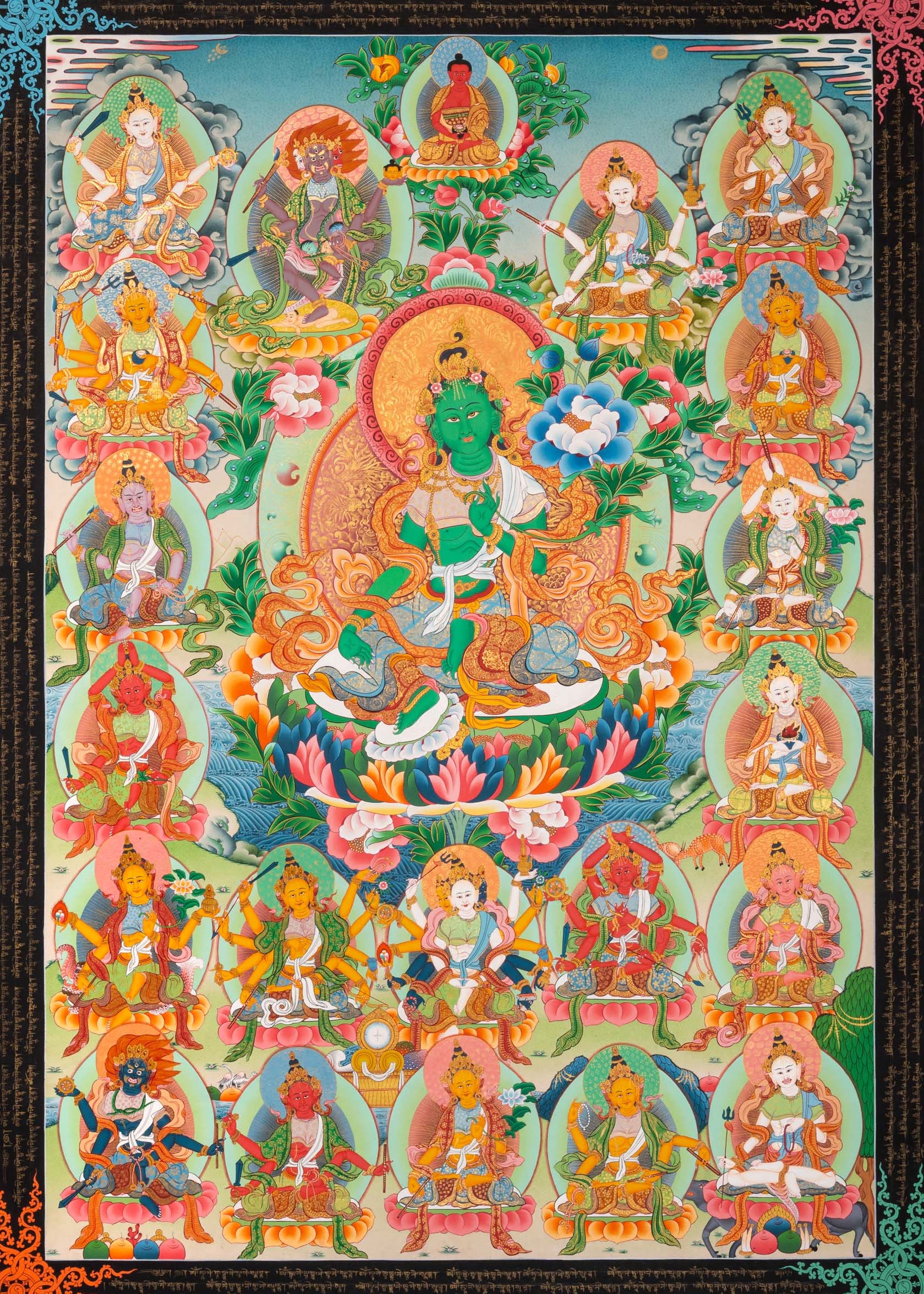 Green Tara Thangka - Sacred Tibetan Painting