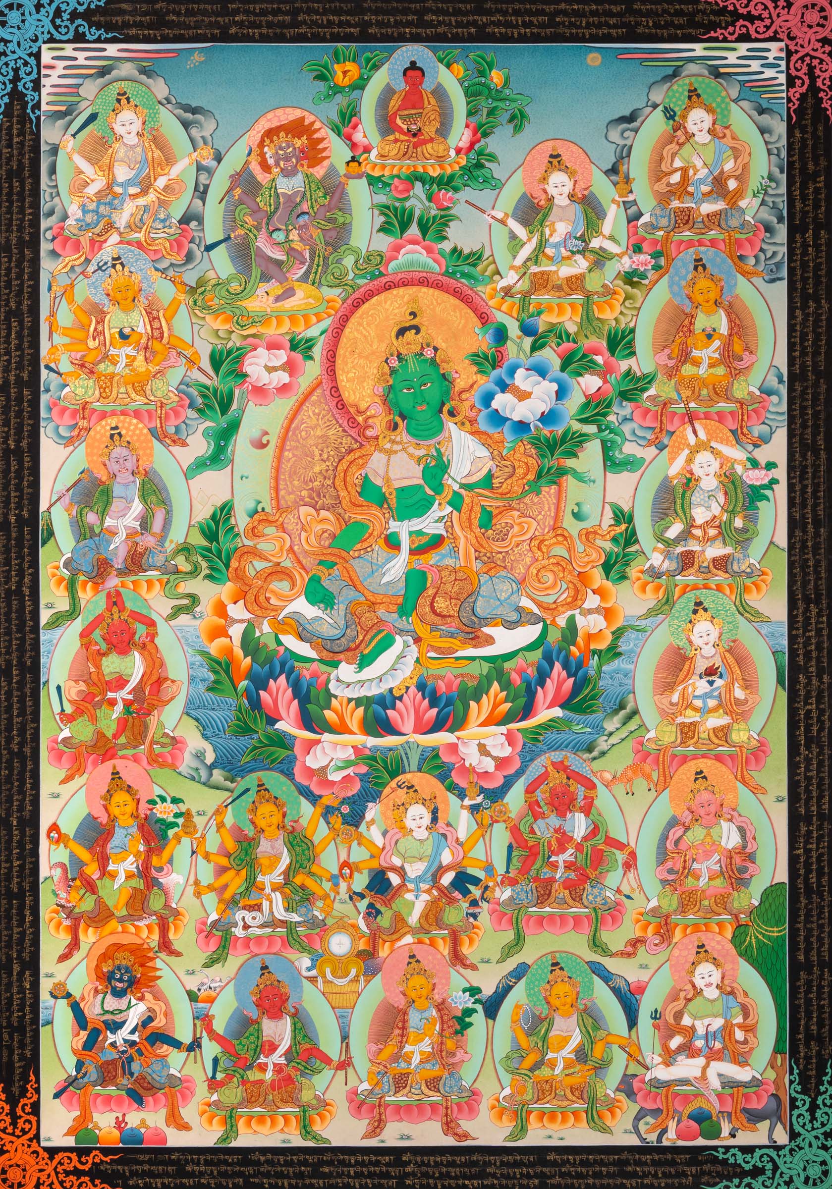 Green Tara Thangka - Sacred Tibetan Painting