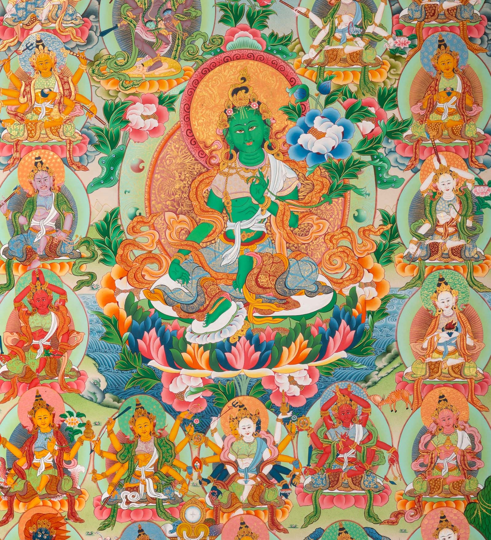 Green Tara Thangka - Sacred Tibetan Painting