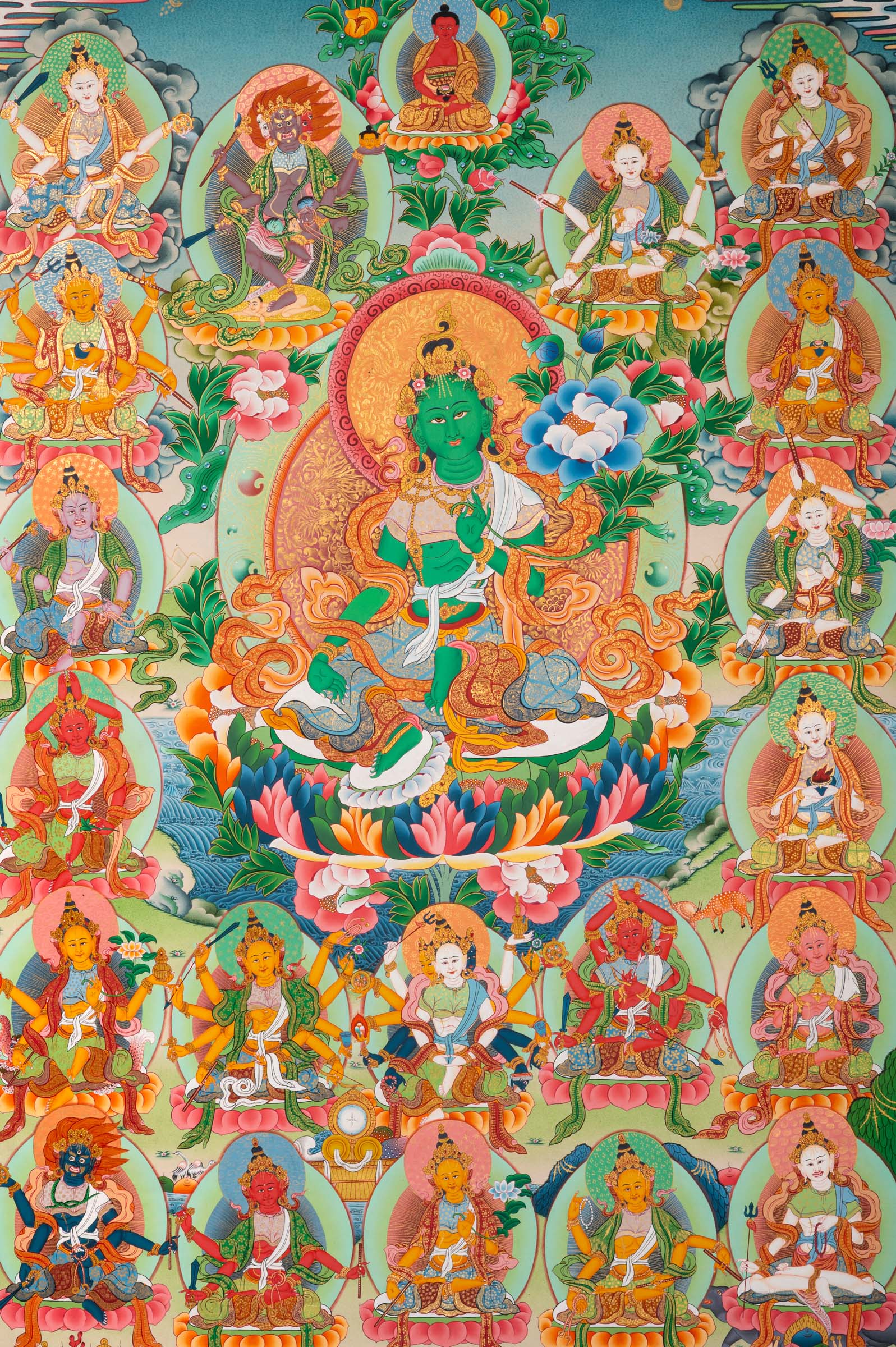 Green Tara Thangka - Sacred Tibetan Painting