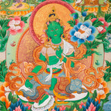 Green Tara Thangka - Sacred Tibetan Painting