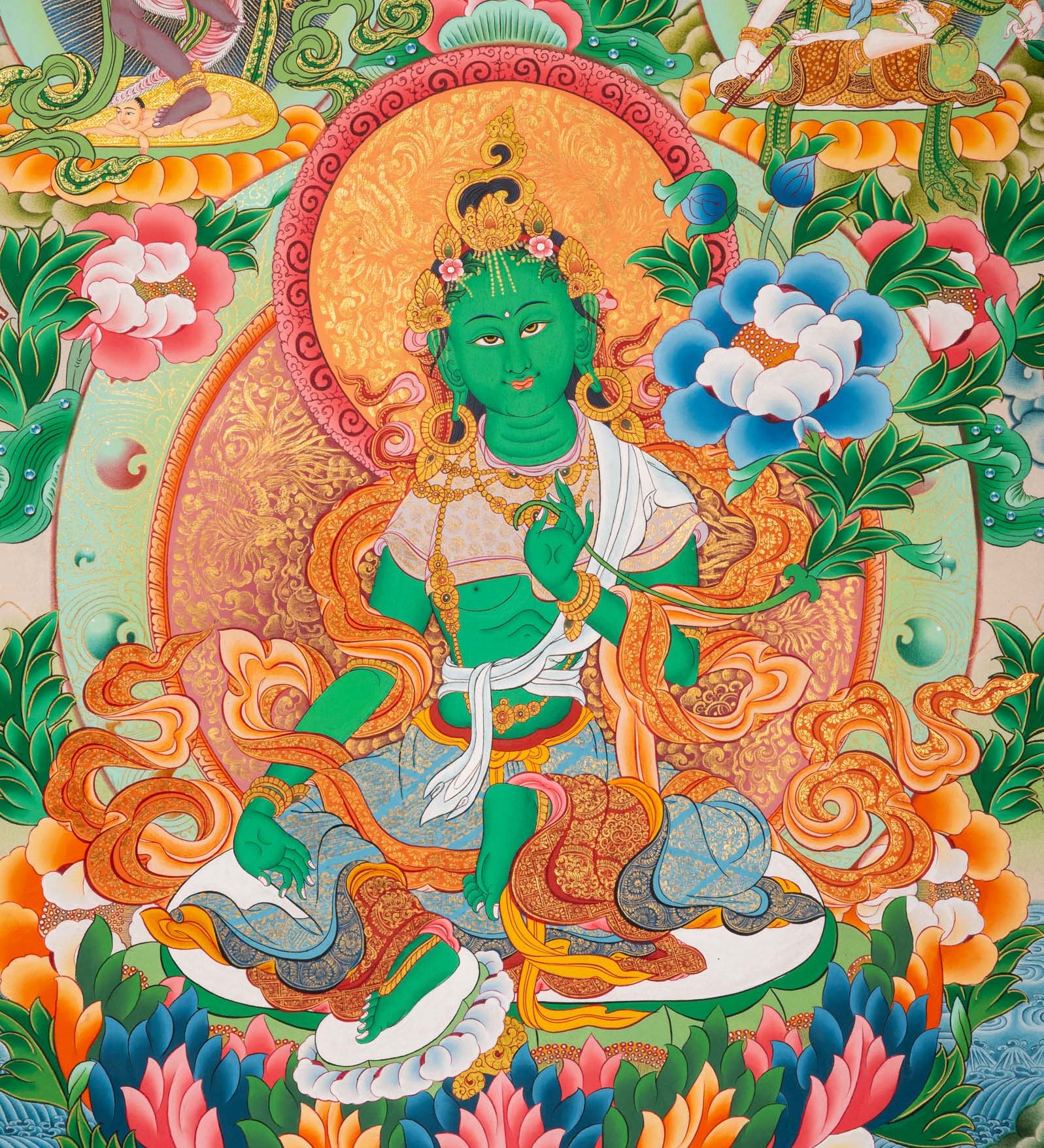 Green Tara Thangka - Sacred Tibetan Painting