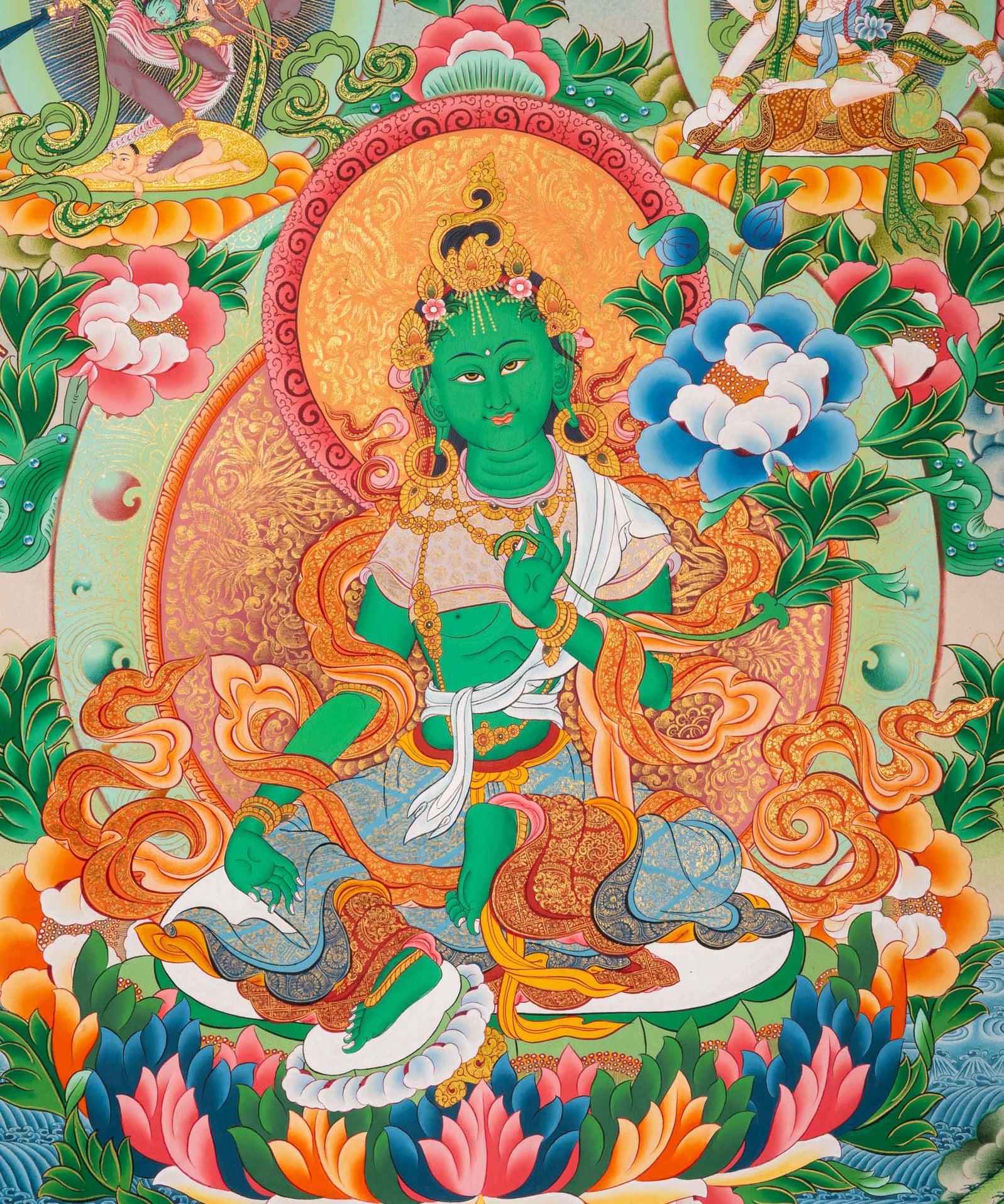Green Tara Thangka - Sacred Tibetan Painting