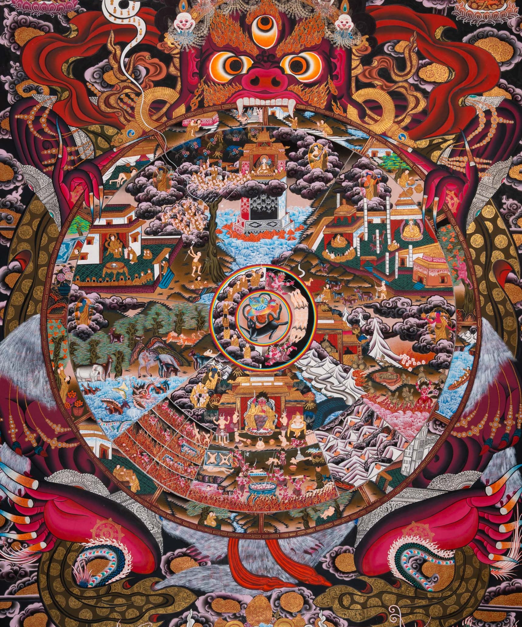 Wheel of Life Thangka - Sacred Tibetan Painting