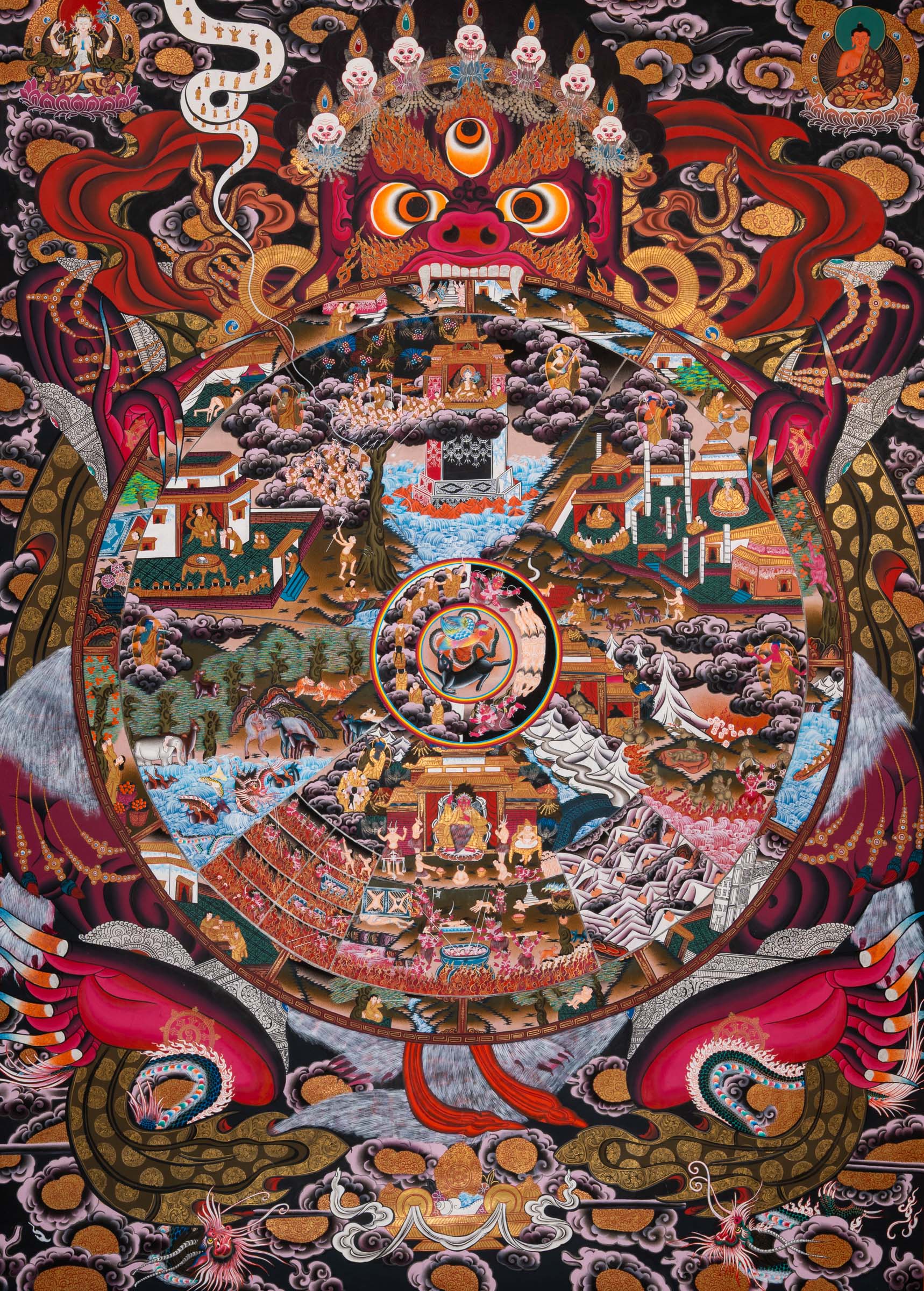 Wheel of Life Thangka - Sacred Tibetan Painting