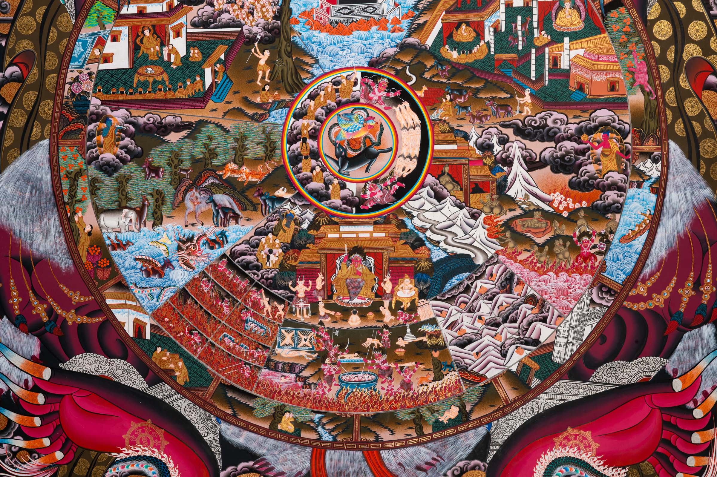 Wheel of Life Thangka - Sacred Tibetan Painting