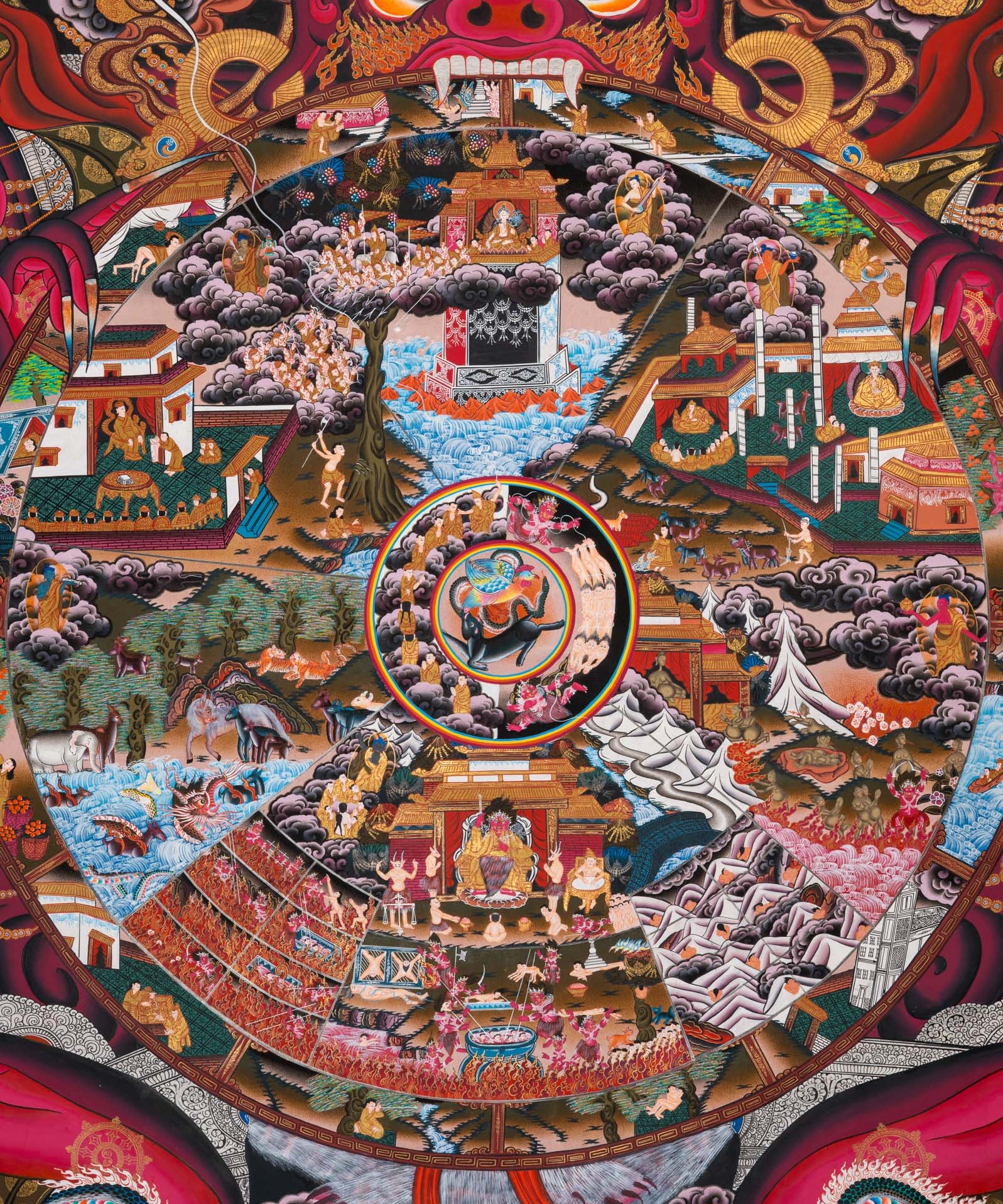 Wheel of Life Thangka - Sacred Tibetan Painting