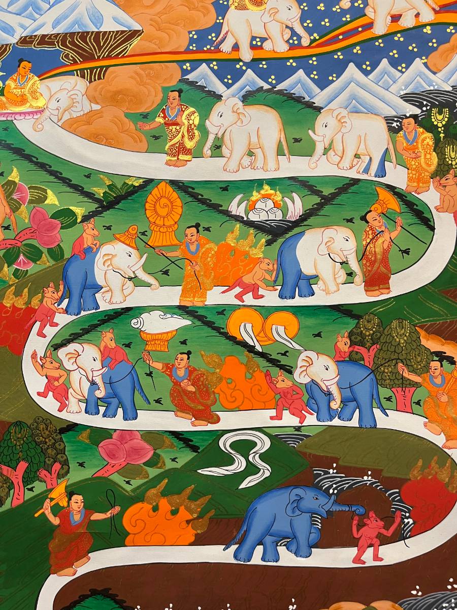 Way to Heaven Thangka for wall hanging decor.