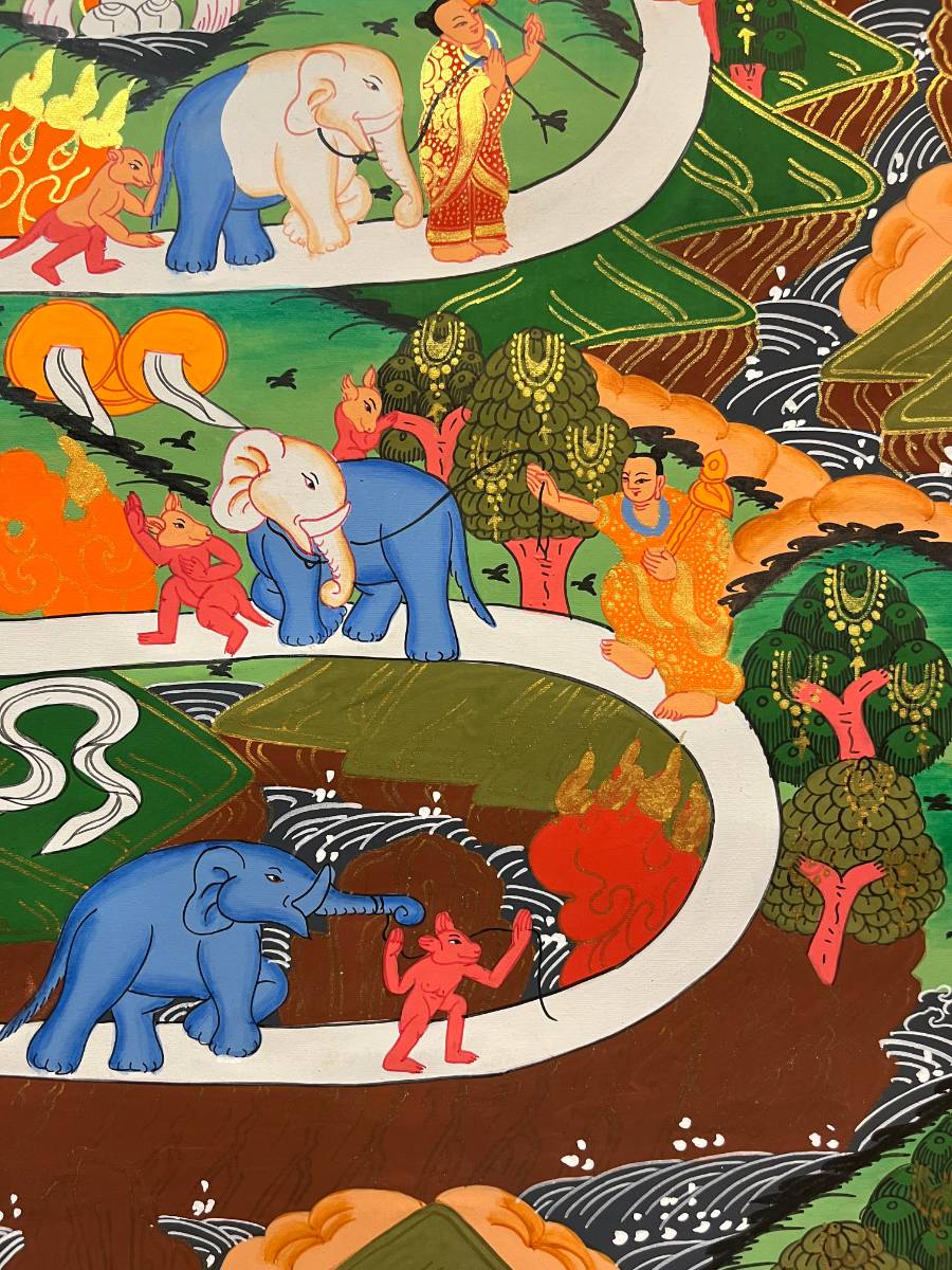 Way to Heaven Thangka for wall hanging decor.