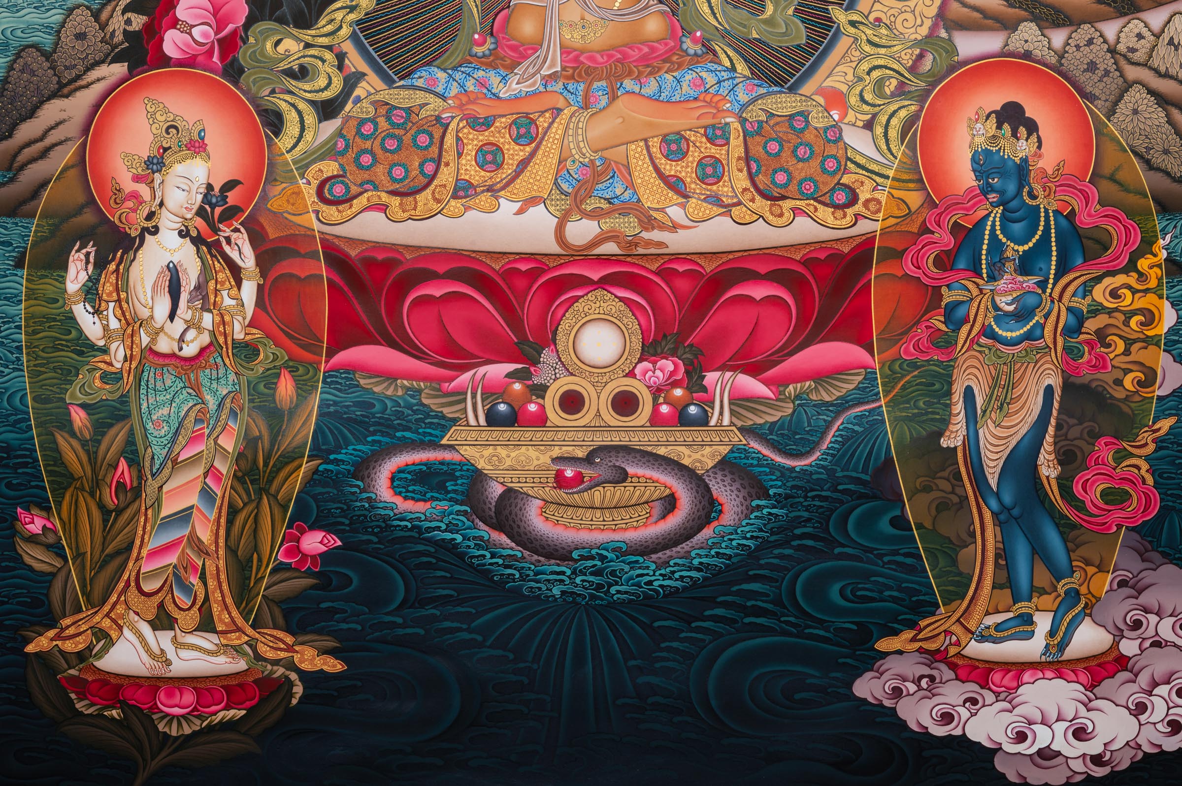 Hand-Painted Manjushri Thangka - Sacred Tibetan Painting