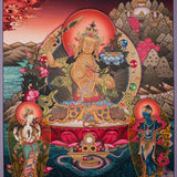 Hand-Painted Manjushri Thangka - Sacred Tibetan Painting
