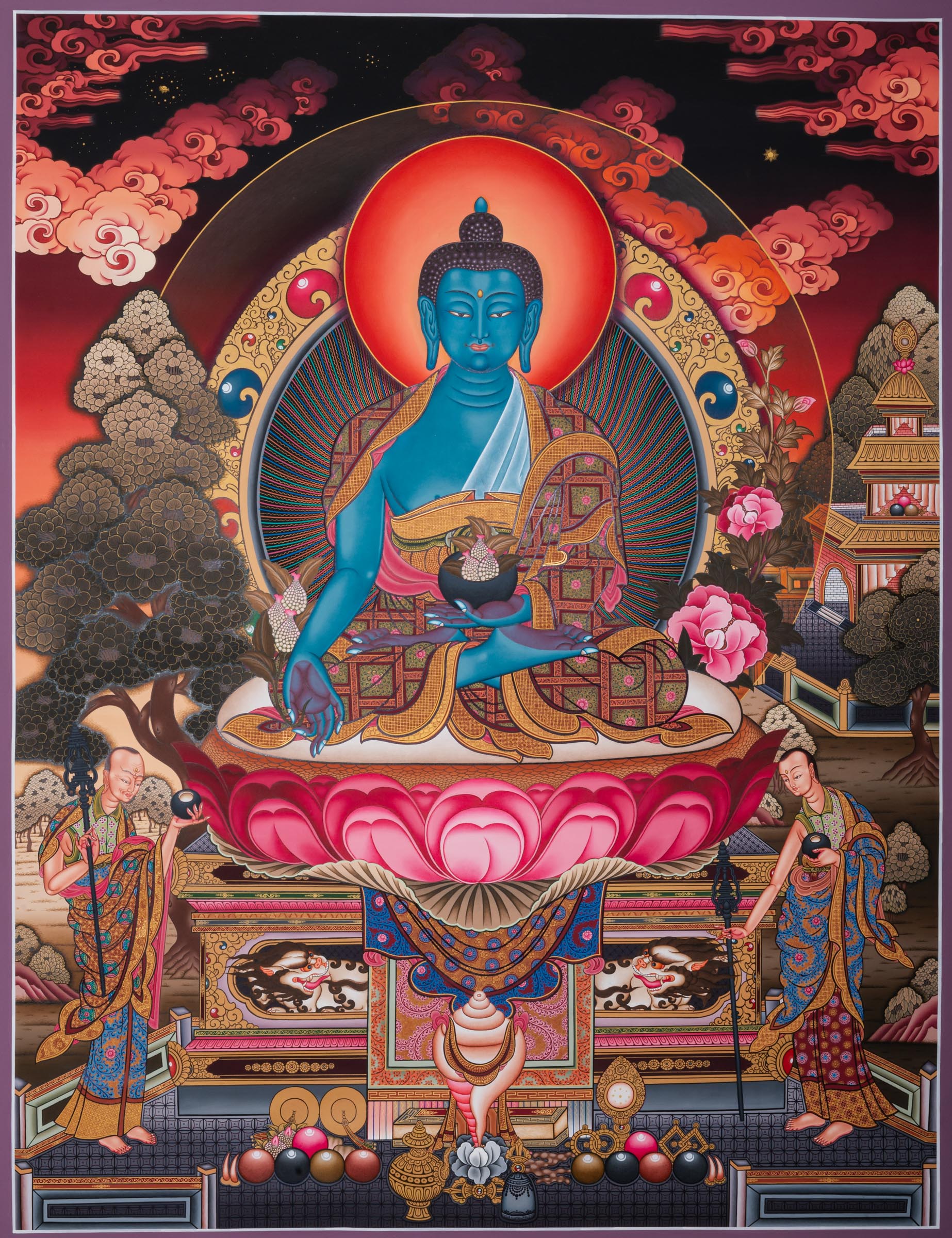 Medicine Buddha Thangka - Sacred Tibetan Art