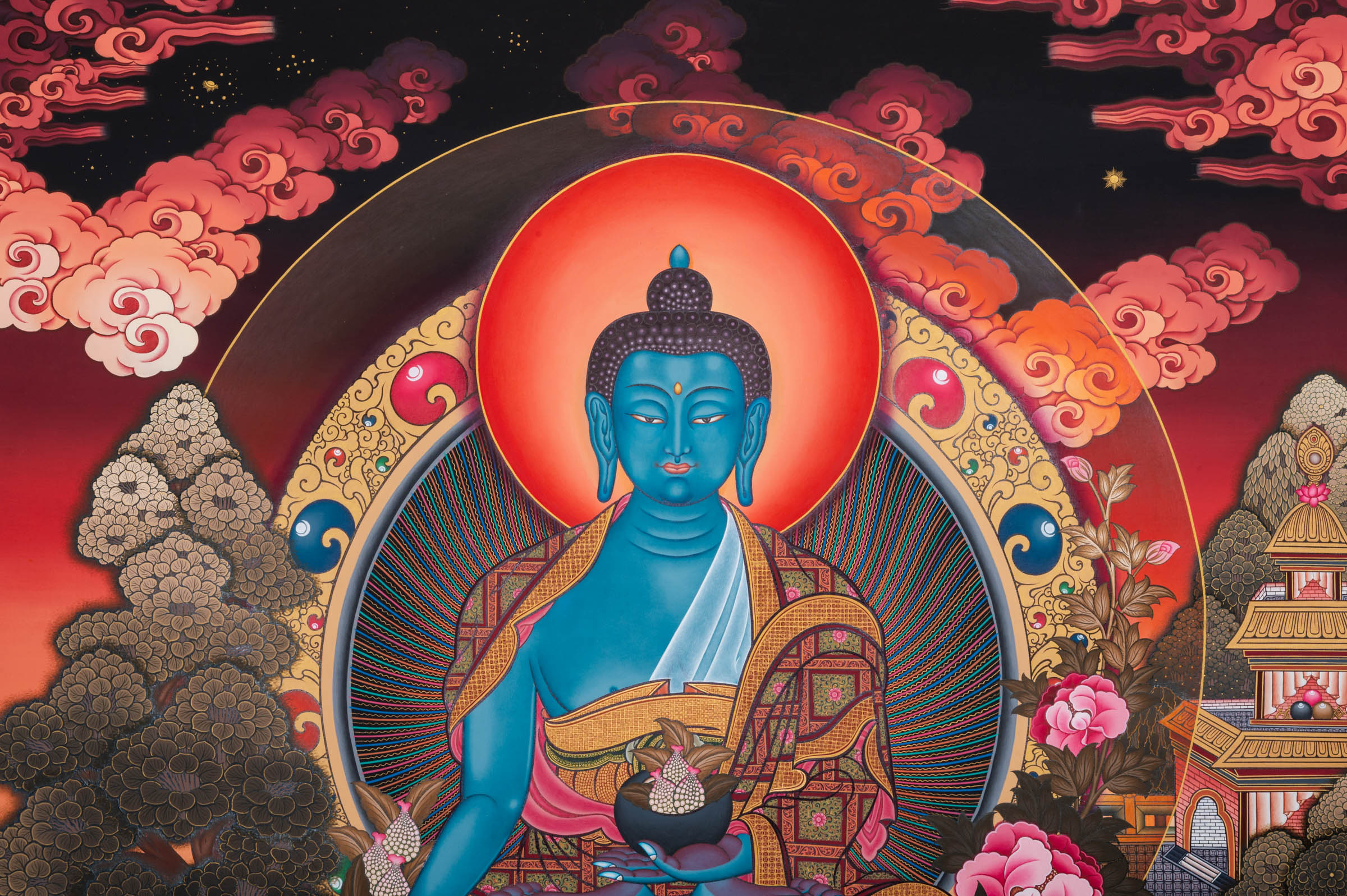 Medicine Buddha Thangka - Sacred Tibetan Art