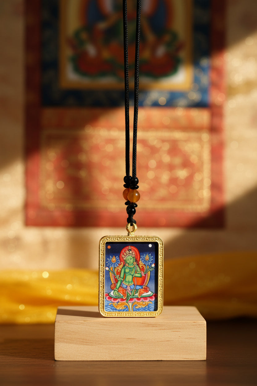 Green Tara compassion deity thangka traditional Himalayan art