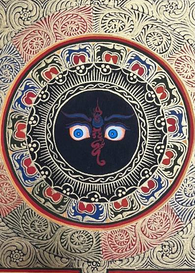 Round Mandala Thangka Painting for wall hanging decor.