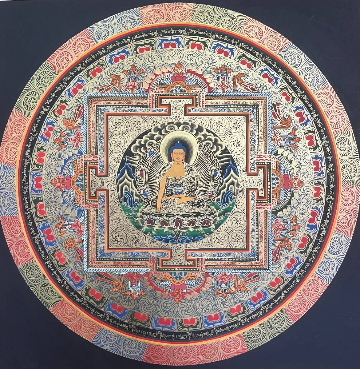 Shakyamuni Round Mandala Thangka  - Tibetan Art