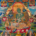 green tara thangka for meditation altar decor