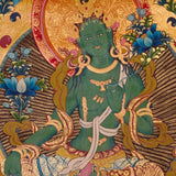 green tara thangka for meditation altar decor