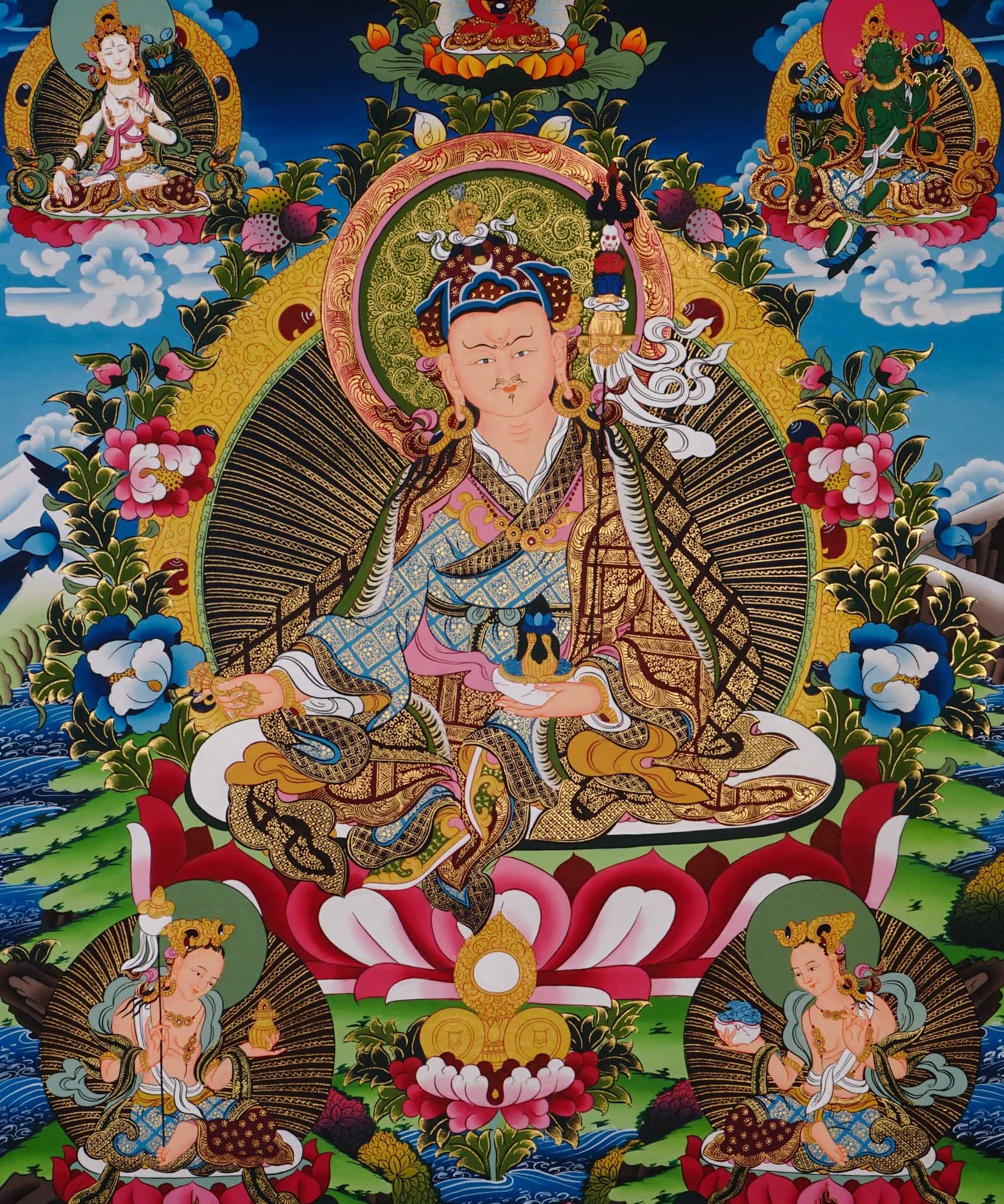 guru rinpoche thangka painting handmade in nepal