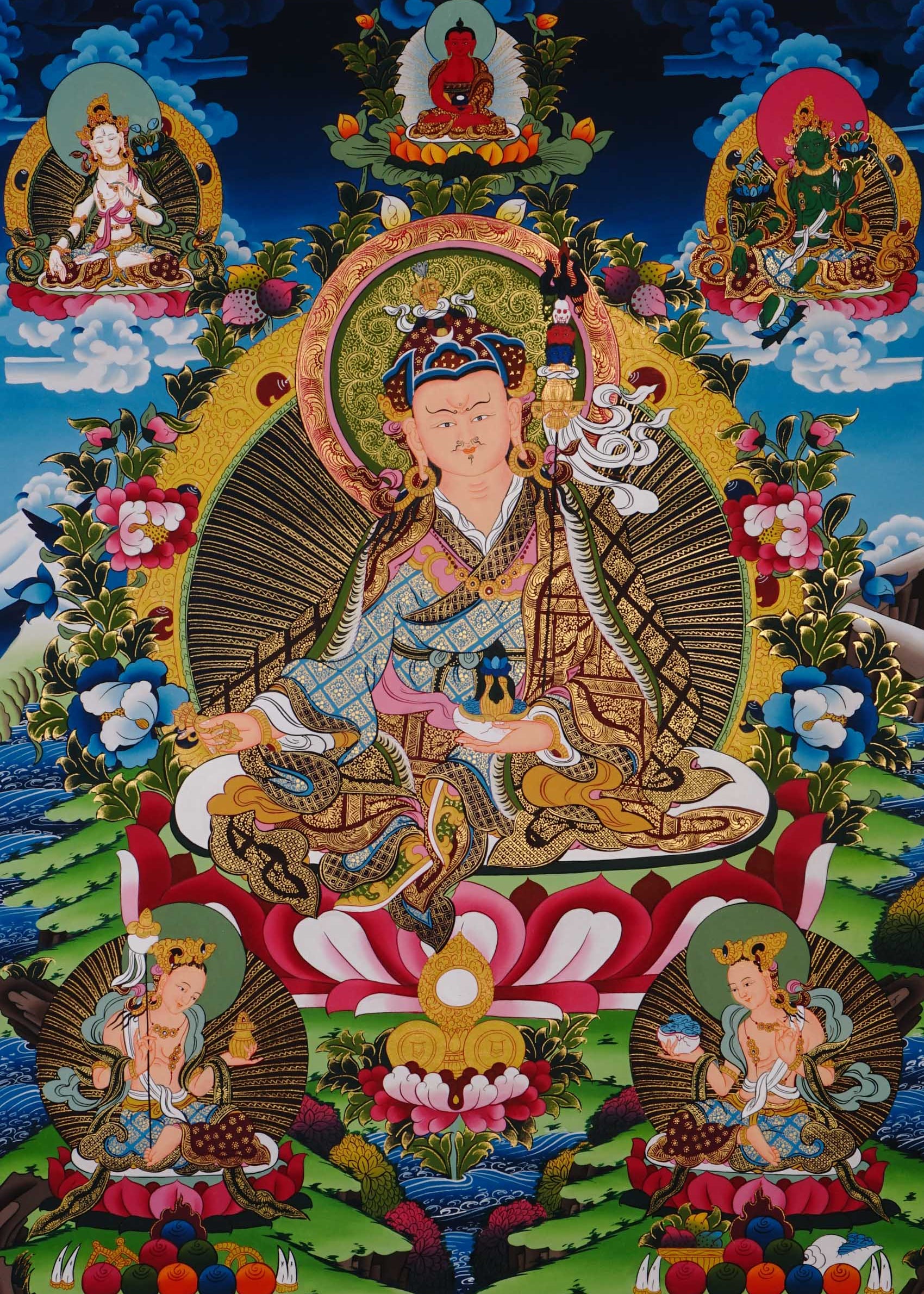 guru rinpoche thangka painting handmade in nepal