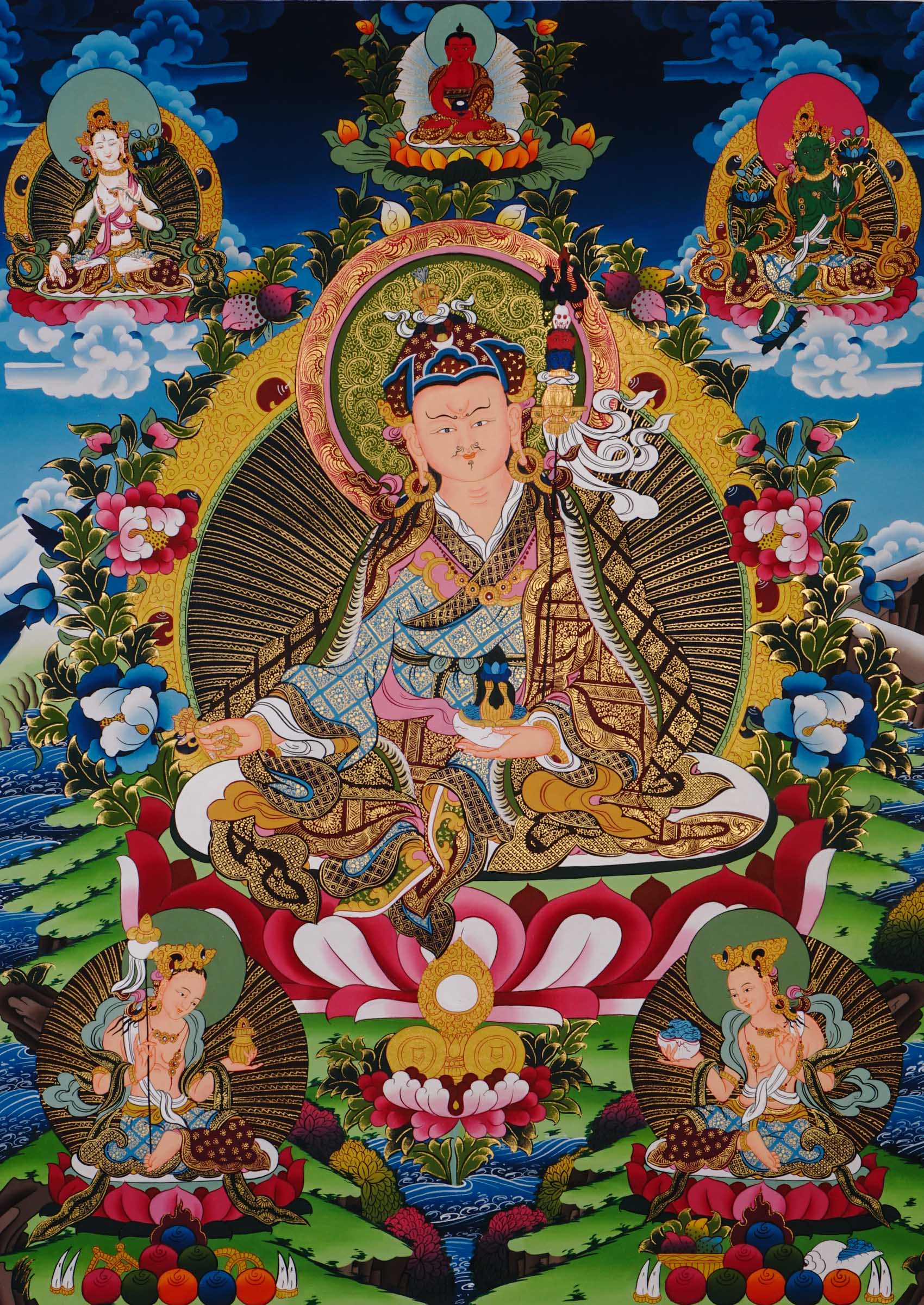 guru rinpoche thangka painting handmade in nepal
