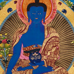 blue medicine buddha himalayan thangka painting