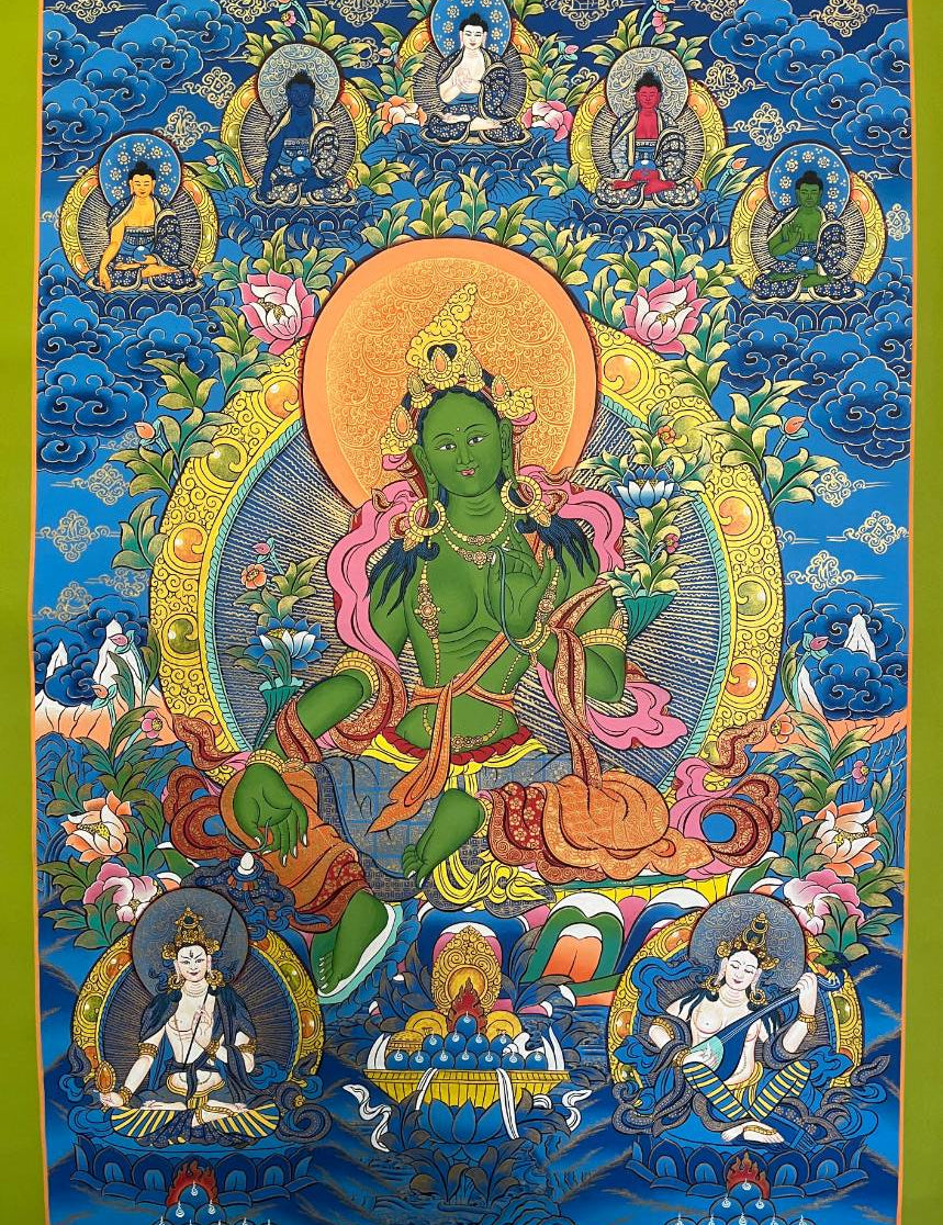 Green Tara Thangka - Tibetan Painting 