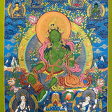 Green Tara Thangka - Tibetan Painting 