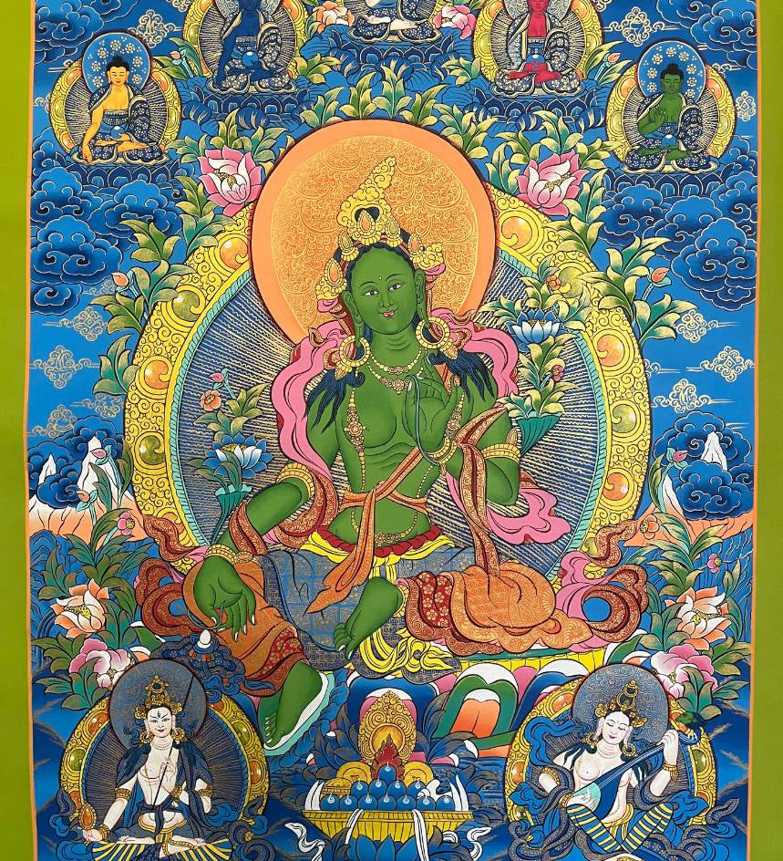 Green Tara Thangka - Tibetan Painting 