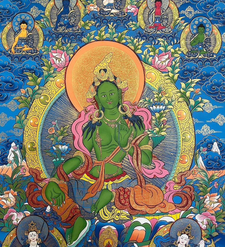Green Tara Thangka - Tibetan Painting 
