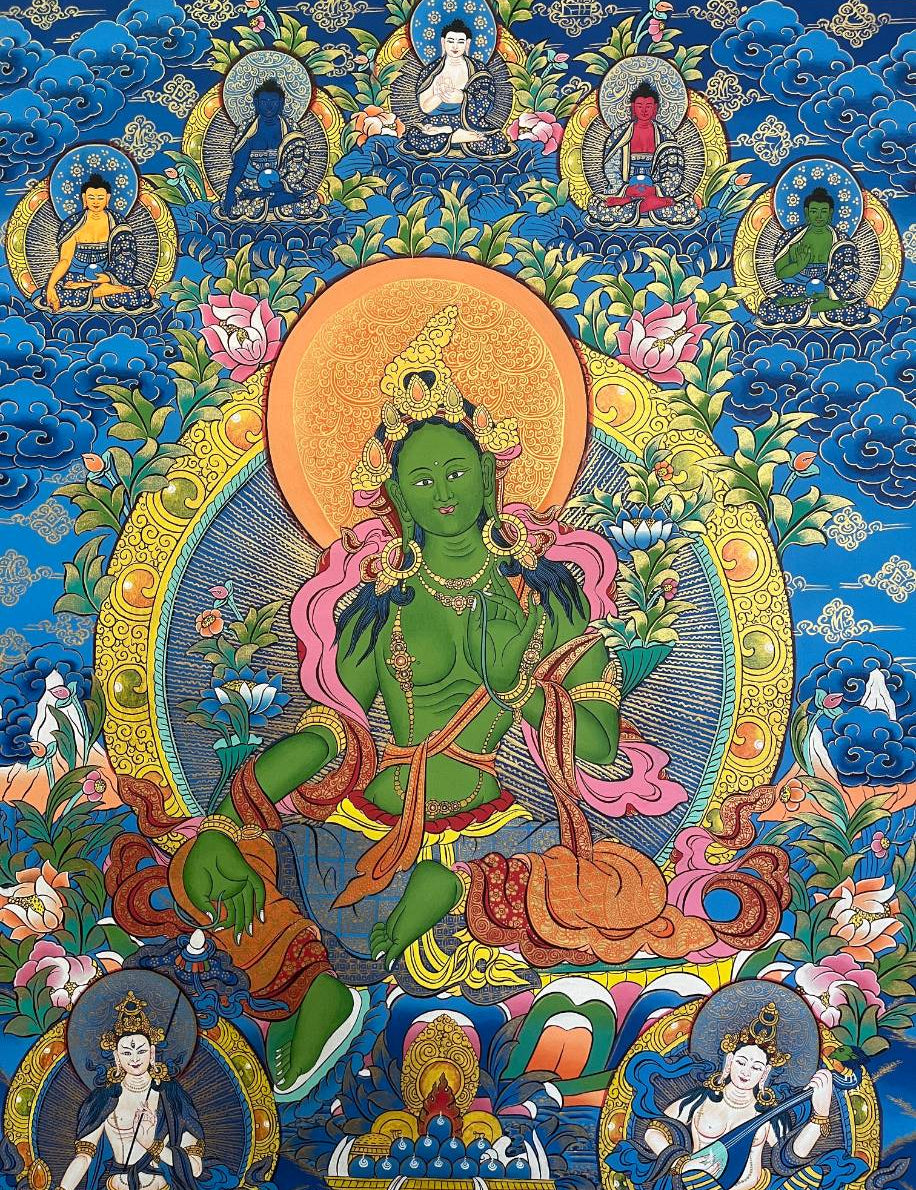 Green Tara Thangka - Tibetan Painting 
