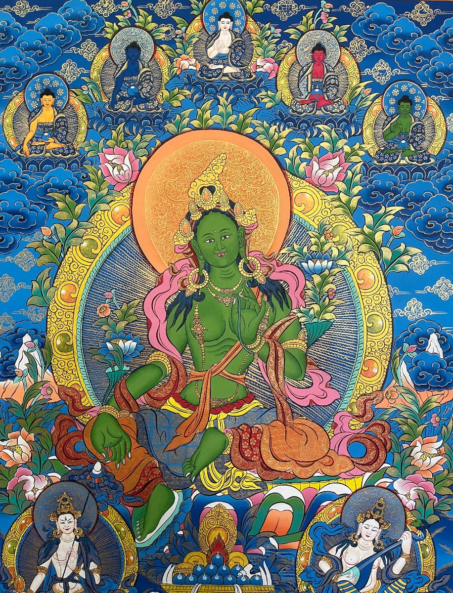 Green Tara Thangka - Tibetan Painting 